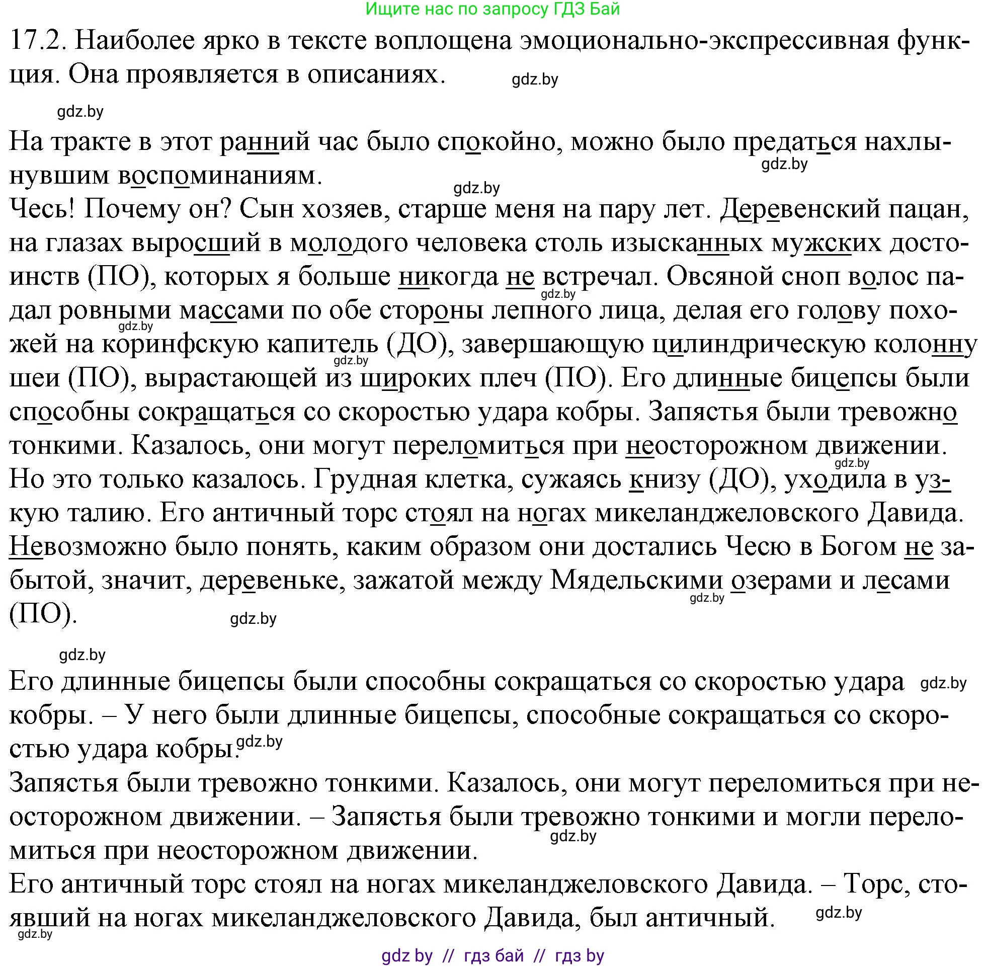 Русский язык, 11 класс Учебник, авторы: Долбик Елена Евгеньевна, Литвинко Франя Михайловна, Мурина Лариса Александровна, Шиманович Т В, Таяновская И В, Орловская О Я, издательство Национальный институт образования, Минск, 2021, страница 103, номер 17.2, Решение