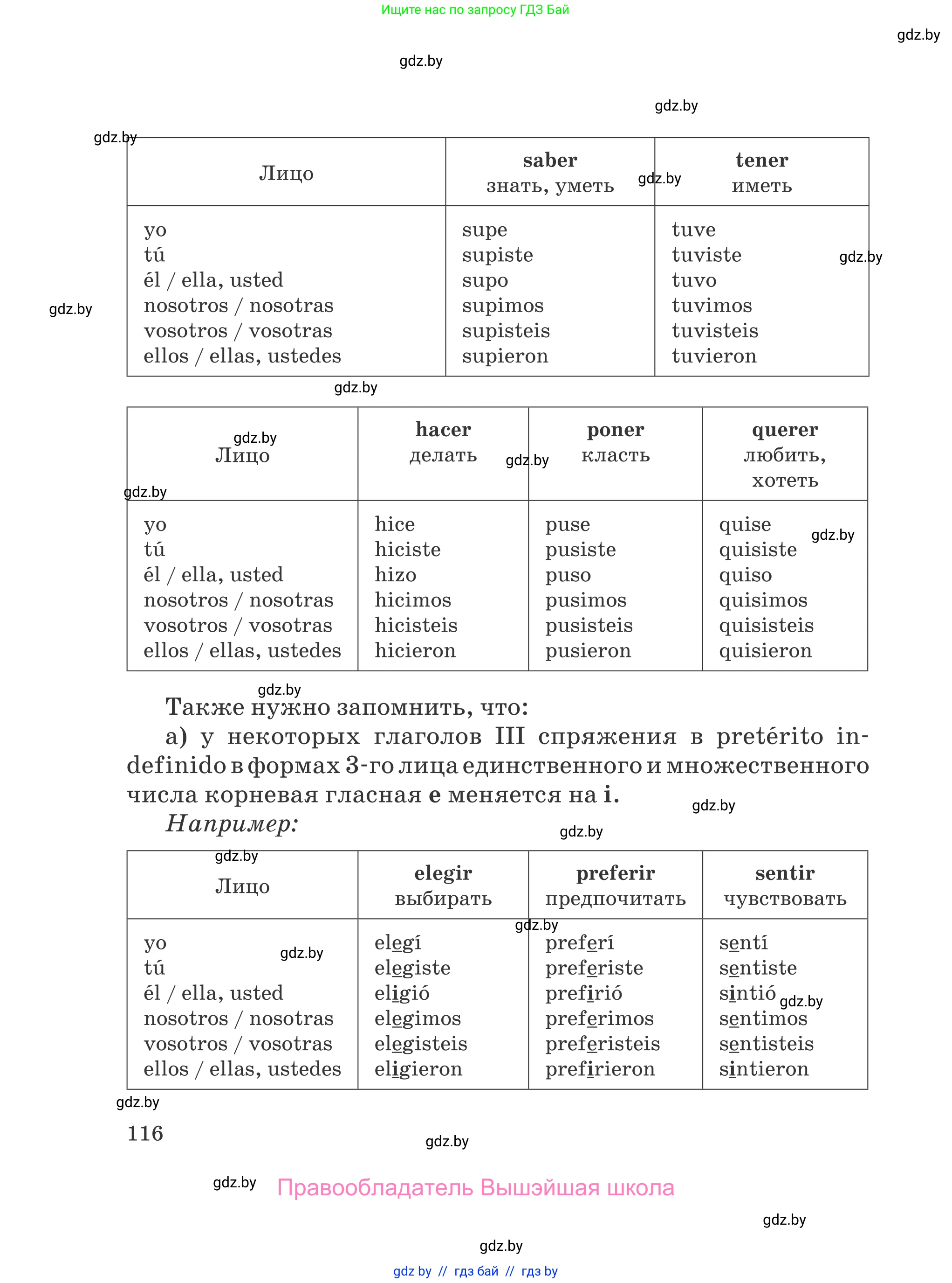 Испанский язык, 5 класс Учебник, авторы: Цыбулева Татьяна Эдуардовна, Пушкина Ольга Александровна, издательство Вышэйшая школа, Минск, 2017, оранжевого цвета, страница 116