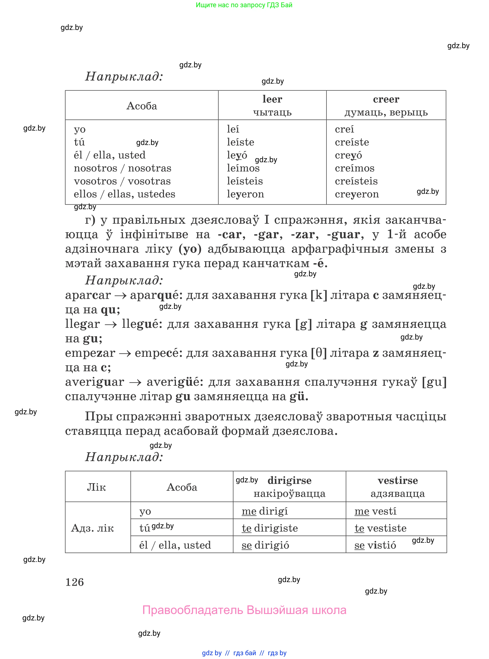 Испанский язык, 5 класс Учебник, авторы: Цыбулева Татьяна Эдуардовна, Пушкина Ольга Александровна, издательство Вышэйшая школа, Минск, 2017, оранжевого цвета, страница 126