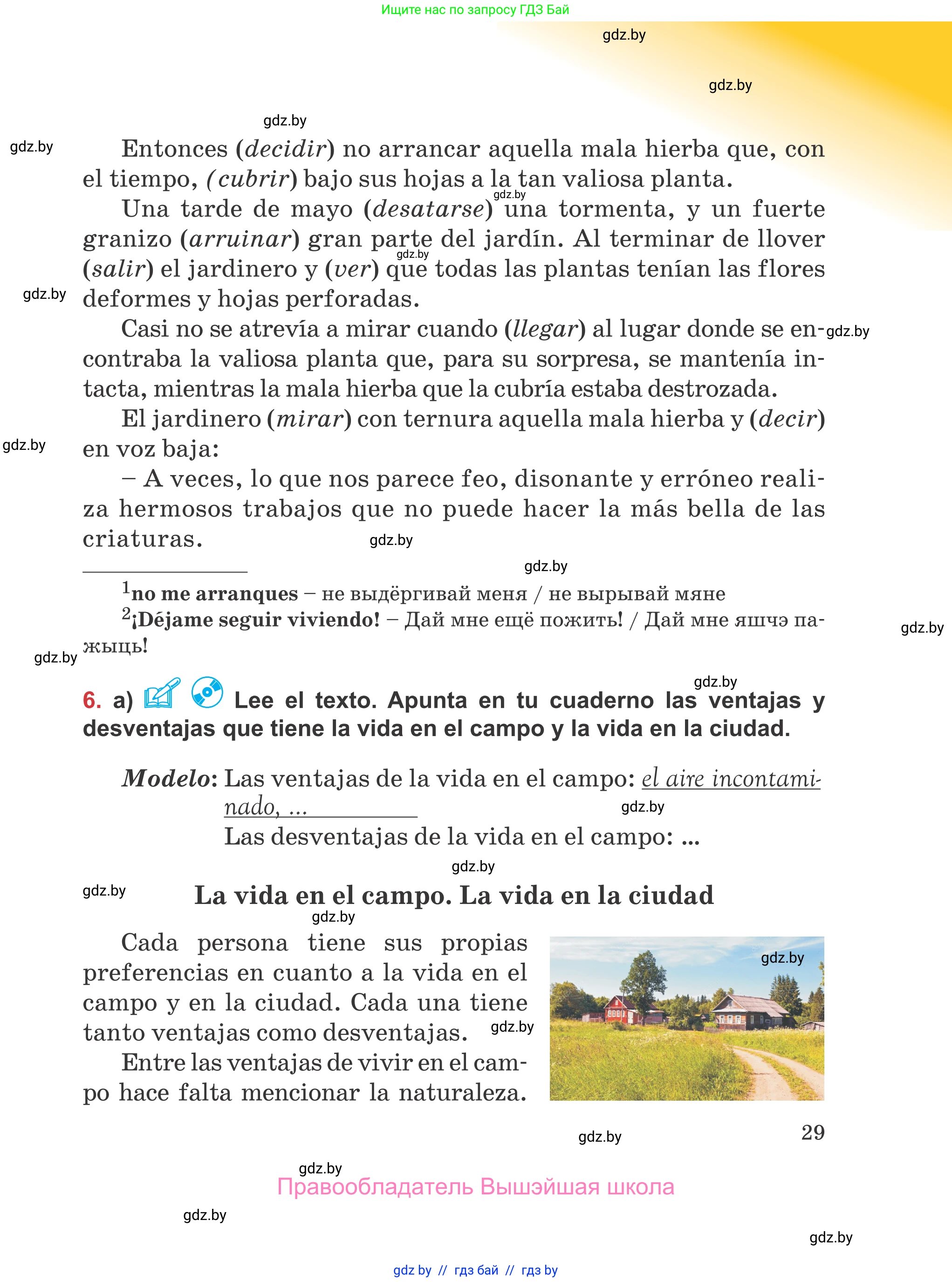 Испанский язык, 5 класс Учебник, авторы: Цыбулева Татьяна Эдуардовна, Пушкина Ольга Александровна, издательство Вышэйшая школа, Минск, 2017, оранжевого цвета, страница 29