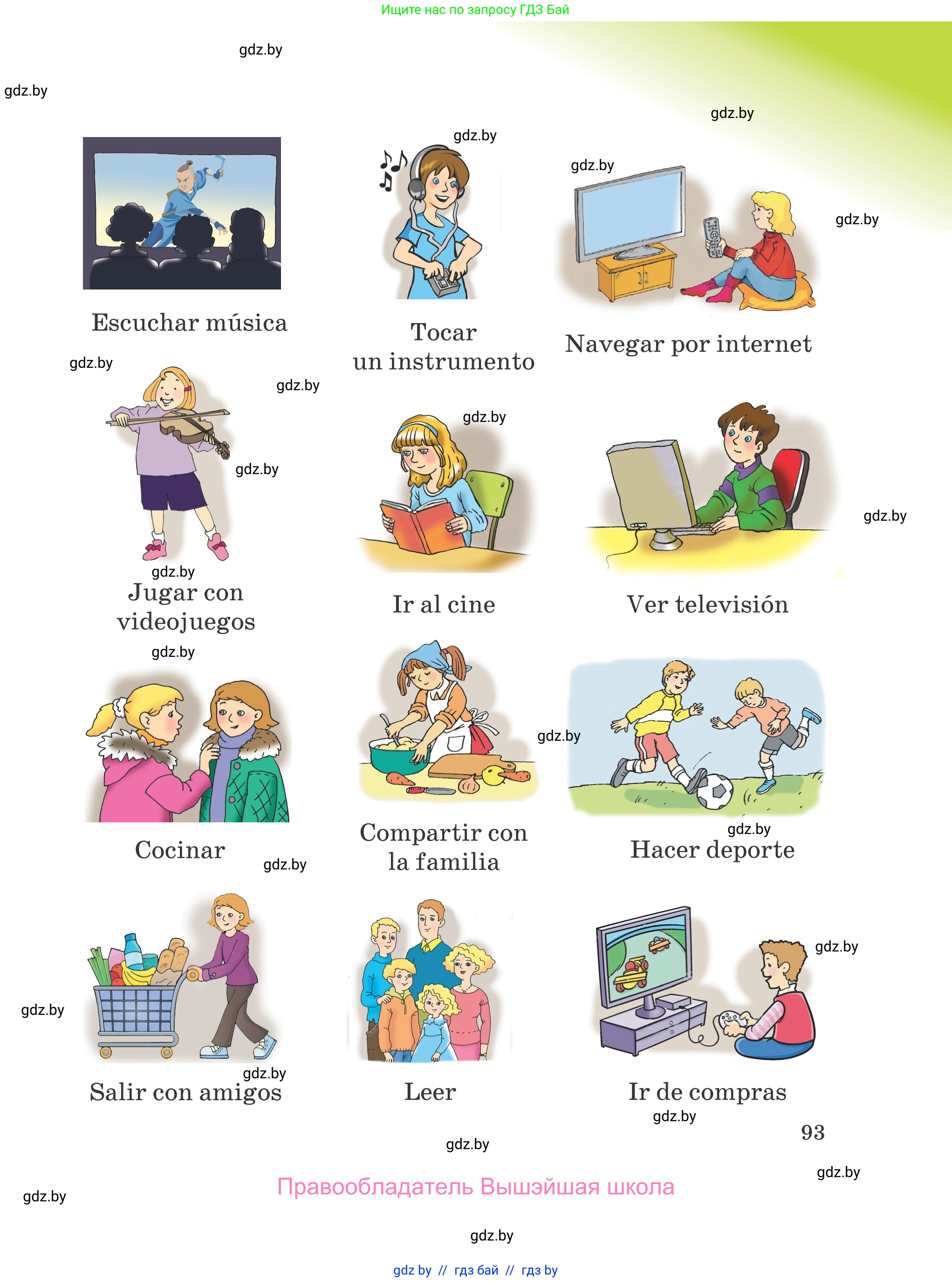 Испанский язык, 5 класс Учебник, авторы: Цыбулева Татьяна Эдуардовна, Пушкина Ольга Александровна, издательство Вышэйшая школа, Минск, 2017, оранжевого цвета, страница 93