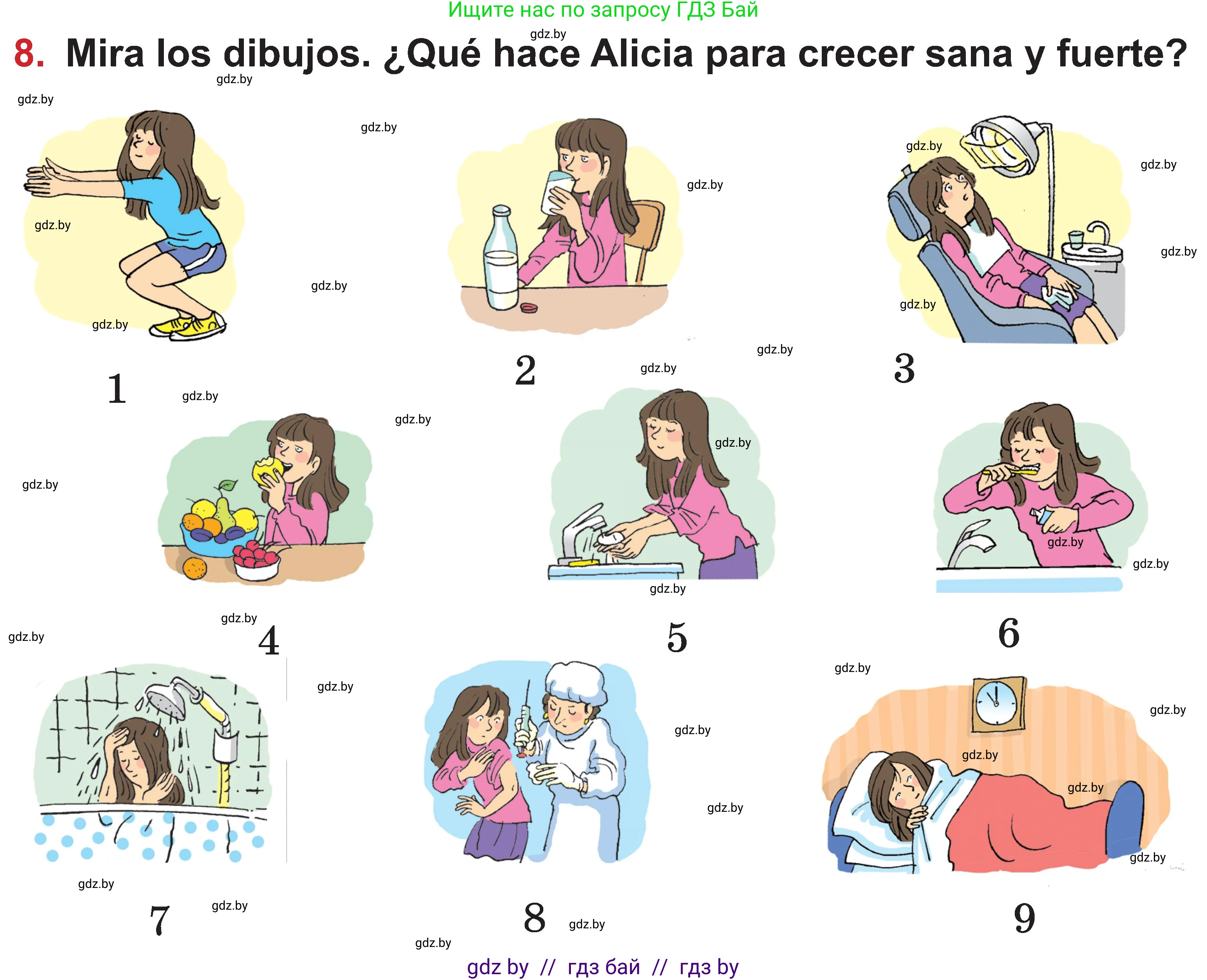 Испанский язык, 5 класс Учебник, авторы: Цыбулева Татьяна Эдуардовна, Пушкина Ольга Александровна, издательство Вышэйшая школа, Минск, 2017, оранжевого цвета, страница 45, номер 8, Условие