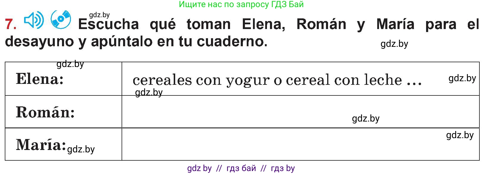 Испанский язык, 5 класс Учебник, авторы: Цыбулева Татьяна Эдуардовна, Пушкина Ольга Александровна, издательство Вышэйшая школа, Минск, 2017, оранжевого цвета, страница 62, номер 7, Условие