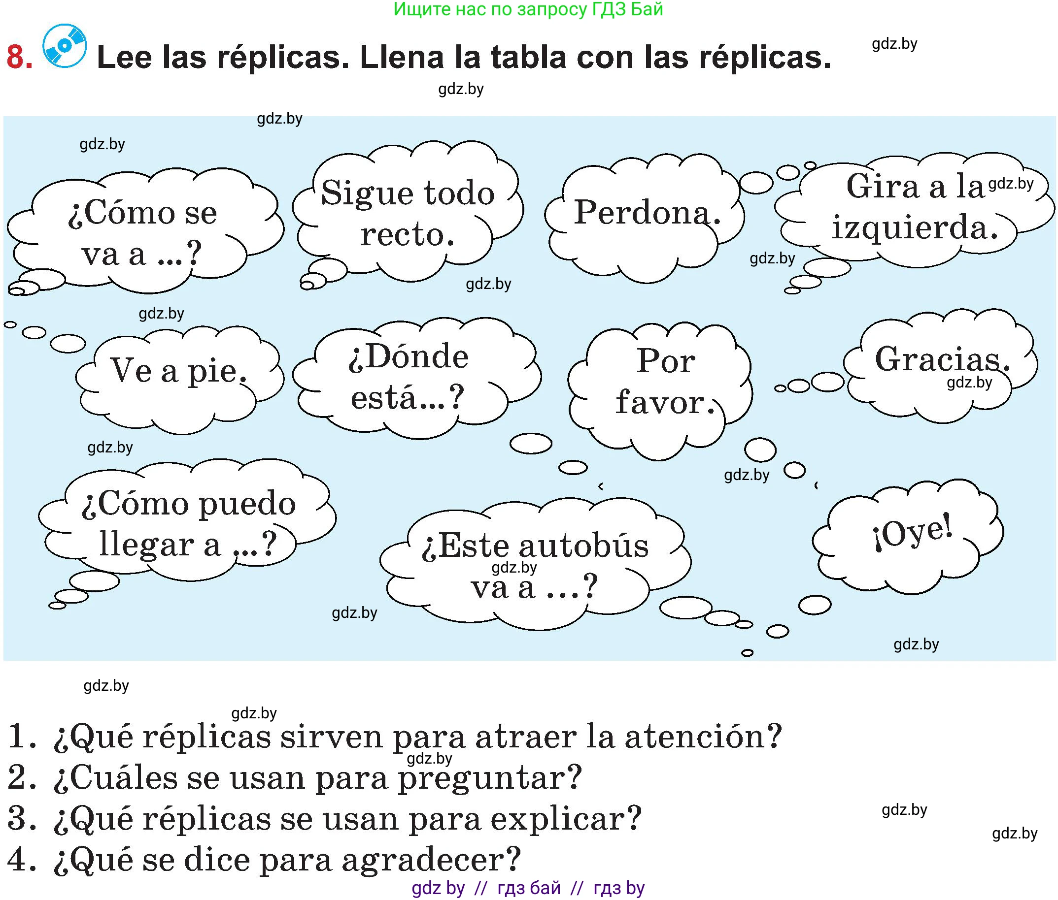 Испанский язык, 5 класс Учебник, авторы: Цыбулева Татьяна Эдуардовна, Пушкина Ольга Александровна, издательство Вышэйшая школа, Минск, 2017, оранжевого цвета, страница 21, номер 8, Условие