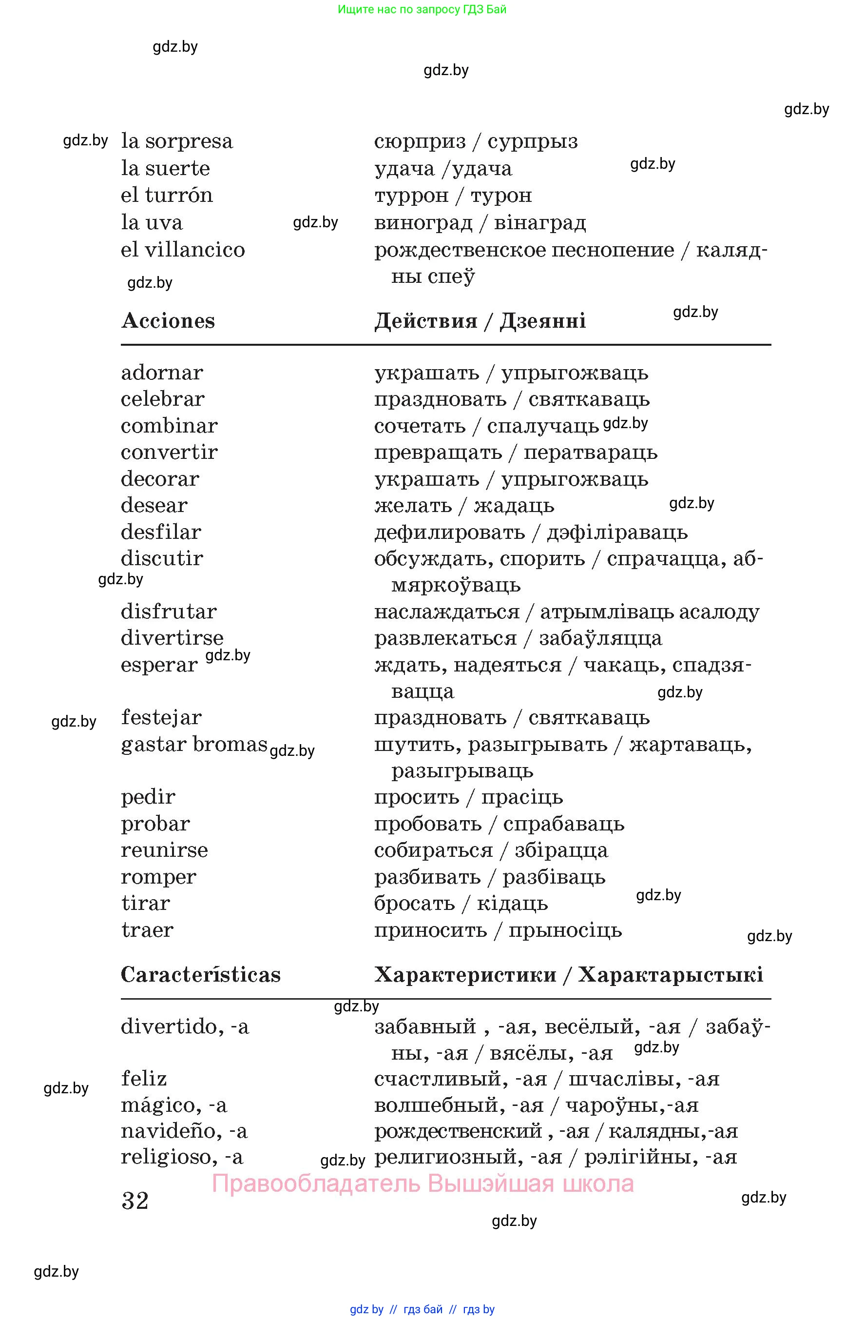 Испанский язык, 5 класс Учебник, автор: Гриневич Елена Карловна, издательство Вышэйшая школа, Минск, 2015, оранжевого цвета, Часть 1, страница 32