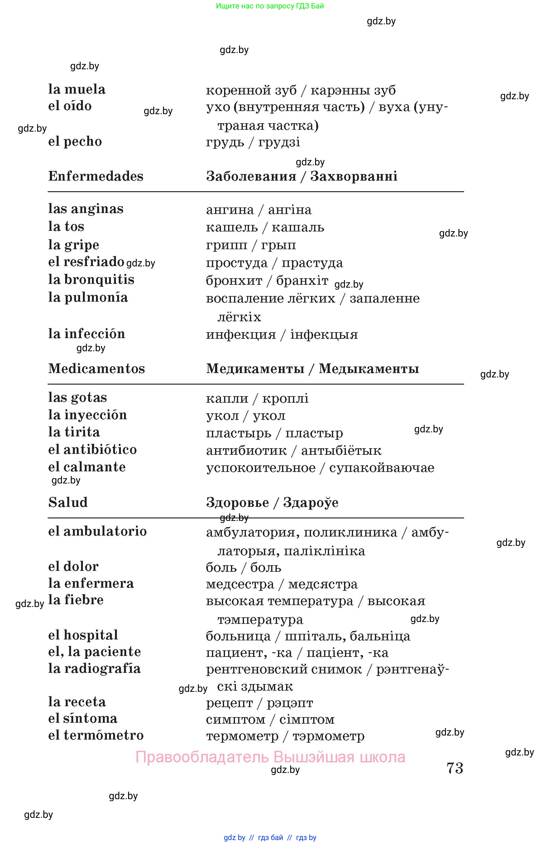 Испанский язык, 5 класс Учебник, автор: Гриневич Елена Карловна, издательство Вышэйшая школа, Минск, 2015, оранжевого цвета, Часть 1, страница 73