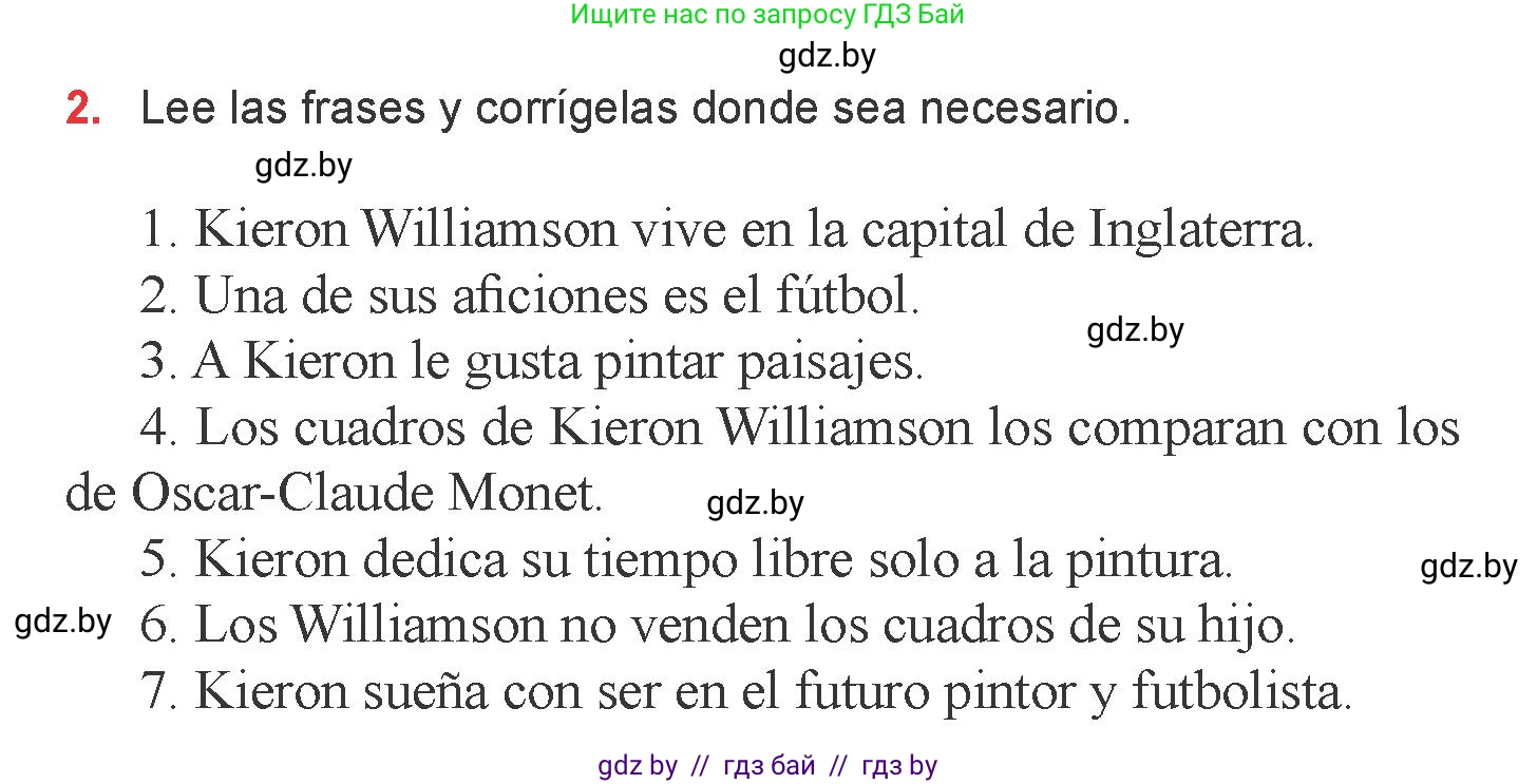 Испанский язык, 6 класс Учебник, авторы: Цыбулева Татьяна Эдуардовна, Пушкина Ольга Александровна, издательство Издательский центр БГУ, Минск, 2018, Часть 1, страница 73, номер 2, Условие