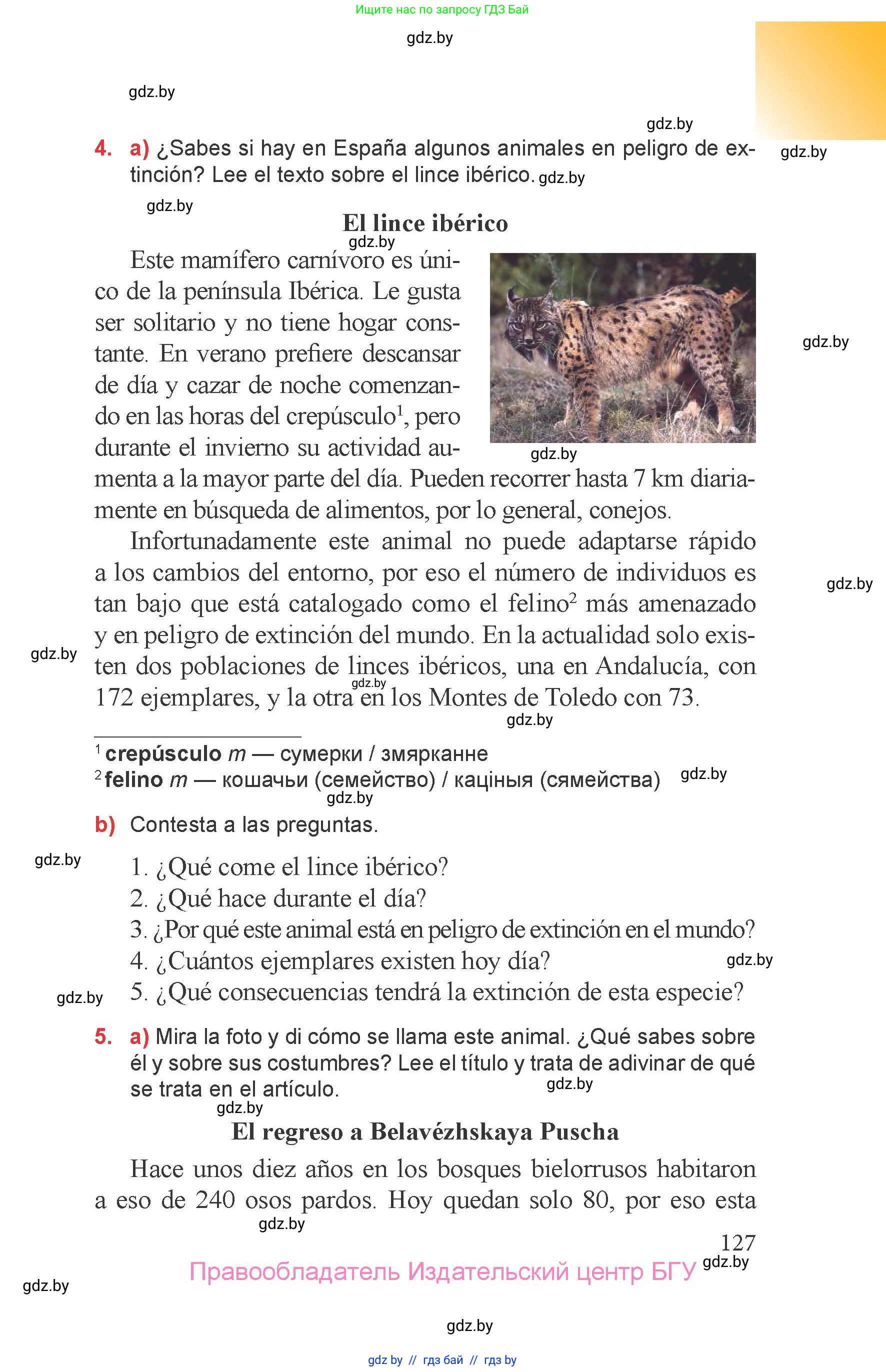 Испанский язык, 6 класс Учебник, авторы: Цыбулева Татьяна Эдуардовна, Пушкина Ольга Александровна, издательство Издательский центр БГУ, Минск, 2018, Часть 2, страница 127