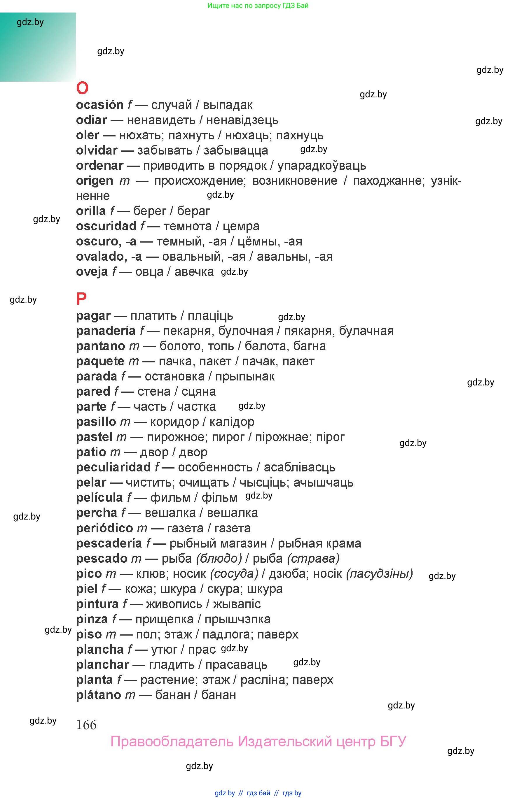 Испанский язык, 6 класс Учебник, авторы: Цыбулева Татьяна Эдуардовна, Пушкина Ольга Александровна, издательство Издательский центр БГУ, Минск, 2018, страница 166
