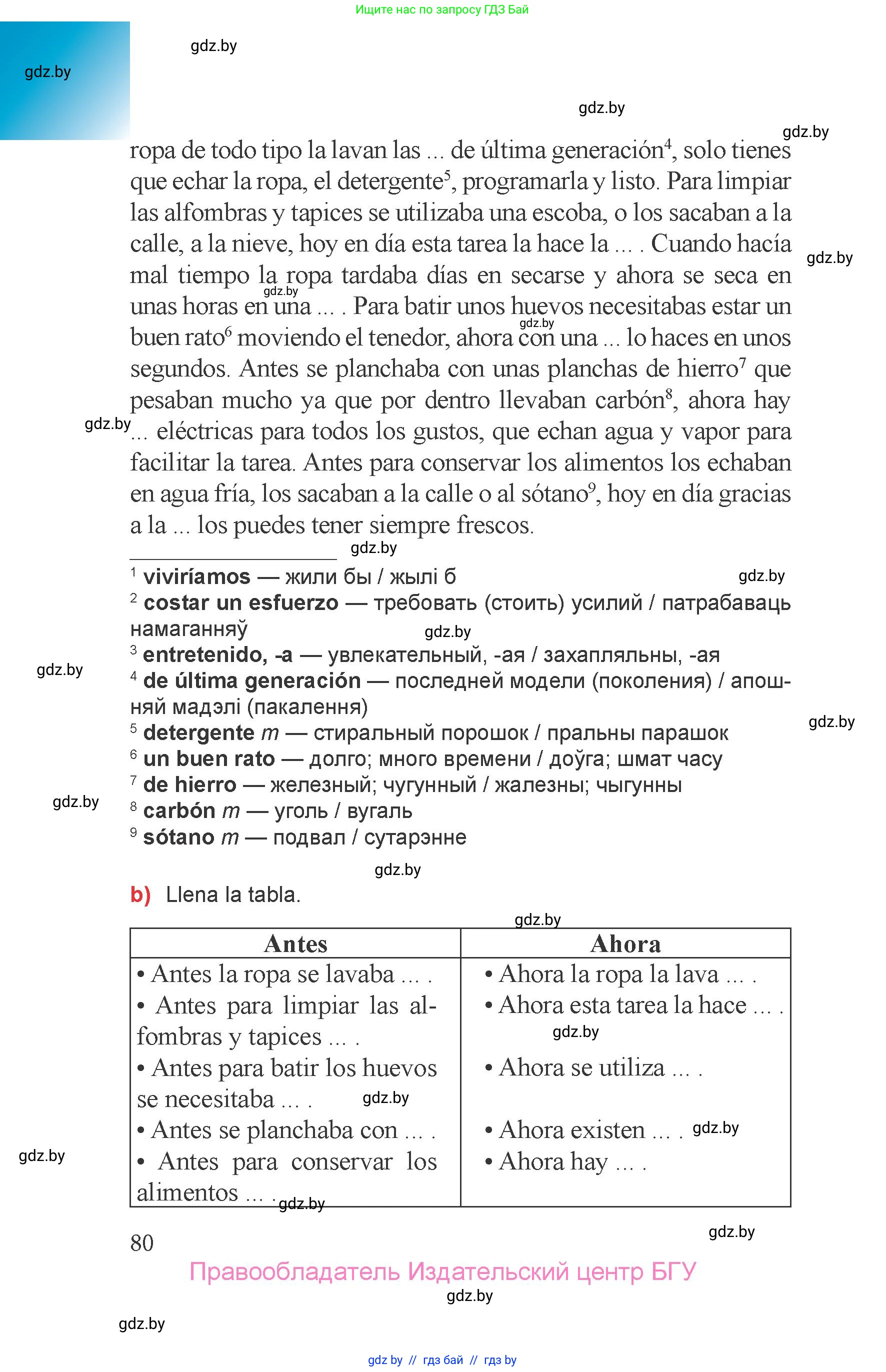 Испанский язык, 6 класс Учебник, авторы: Цыбулева Татьяна Эдуардовна, Пушкина Ольга Александровна, издательство Издательский центр БГУ, Минск, 2018, страница 80