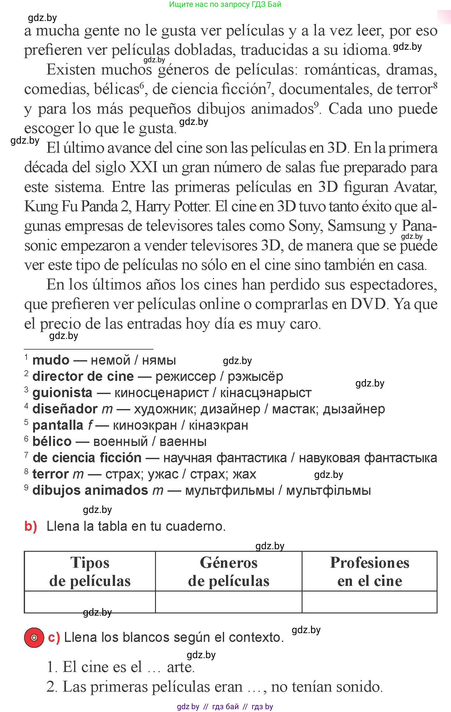 Испанский язык, 6 класс Учебник, авторы: Цыбулева Татьяна Эдуардовна, Пушкина Ольга Александровна, издательство Издательский центр БГУ, Минск, 2018, Часть 1, страница 82, номер 2, Условие (продолжение 2)