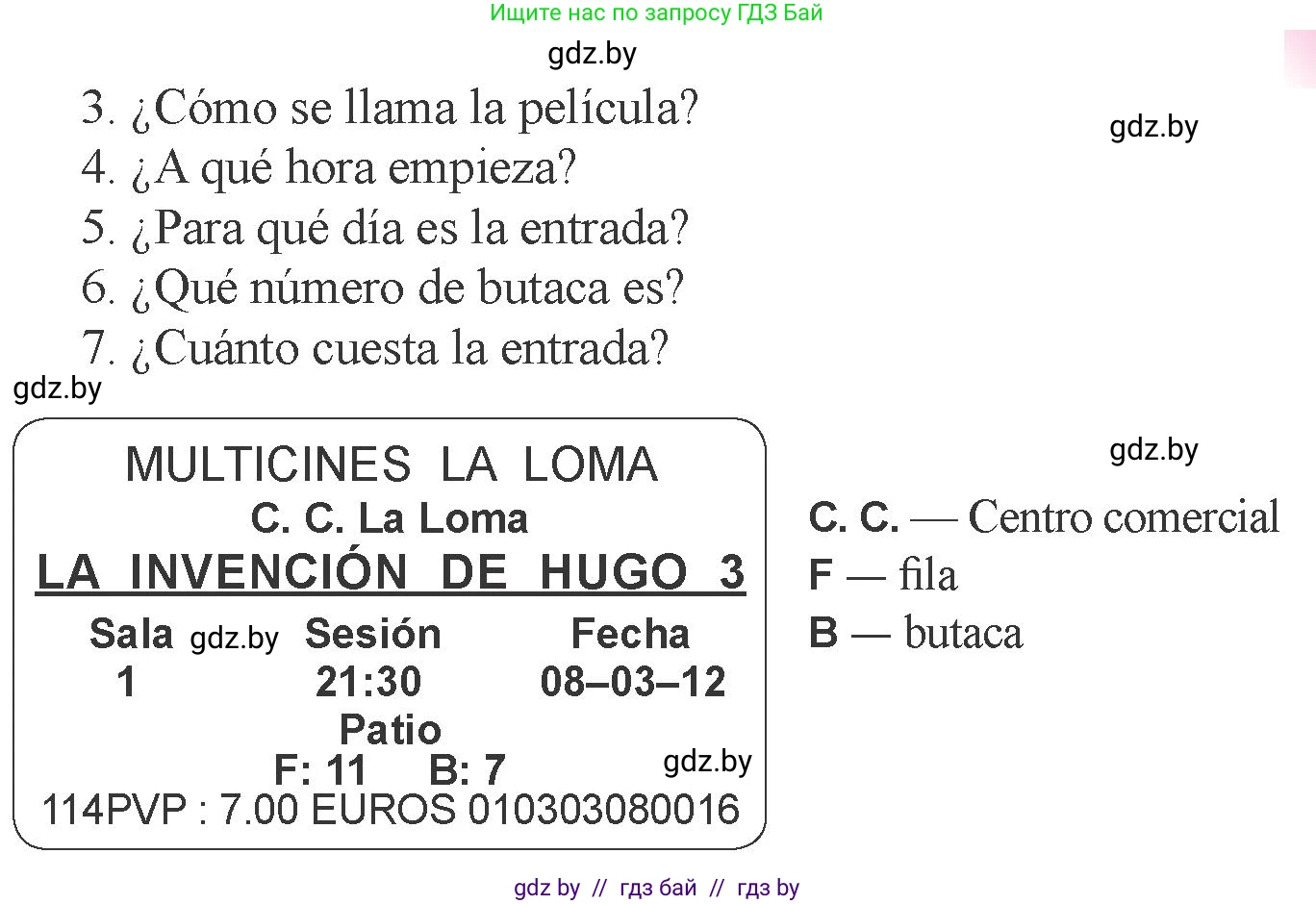 Испанский язык, 6 класс Учебник, авторы: Цыбулева Татьяна Эдуардовна, Пушкина Ольга Александровна, издательство Издательский центр БГУ, Минск, 2018, Часть 1, страница 88, номер 7, Условие (продолжение 2)