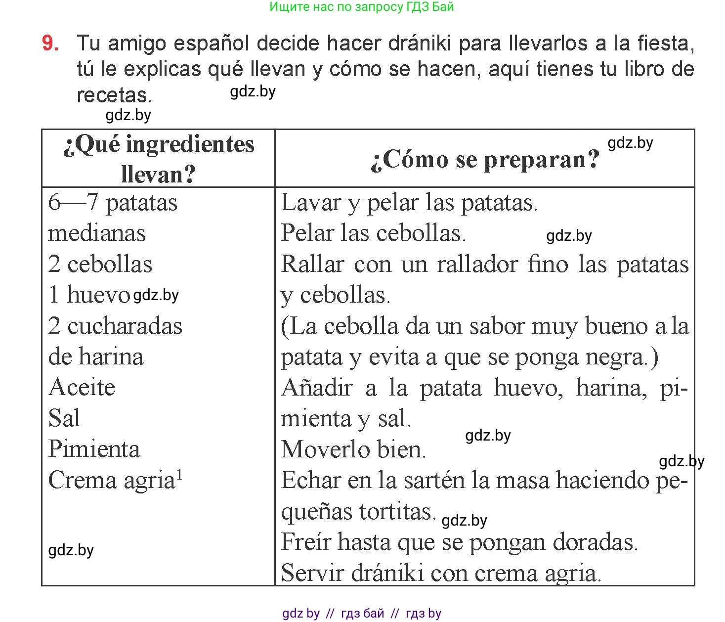 Испанский язык, 6 класс Учебник, авторы: Цыбулева Татьяна Эдуардовна, Пушкина Ольга Александровна, издательство Издательский центр БГУ, Минск, 2018, Часть 2, страница 50, номер 9, Условие