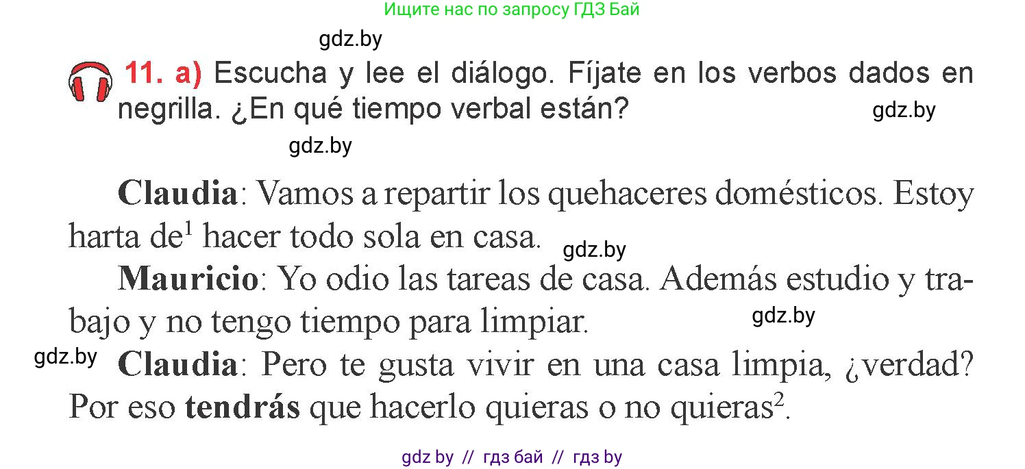 Испанский язык, 6 класс Учебник, авторы: Цыбулева Татьяна Эдуардовна, Пушкина Ольга Александровна, издательство Издательский центр БГУ, Минск, 2018, Часть 2, страница 68, номер 11, Условие