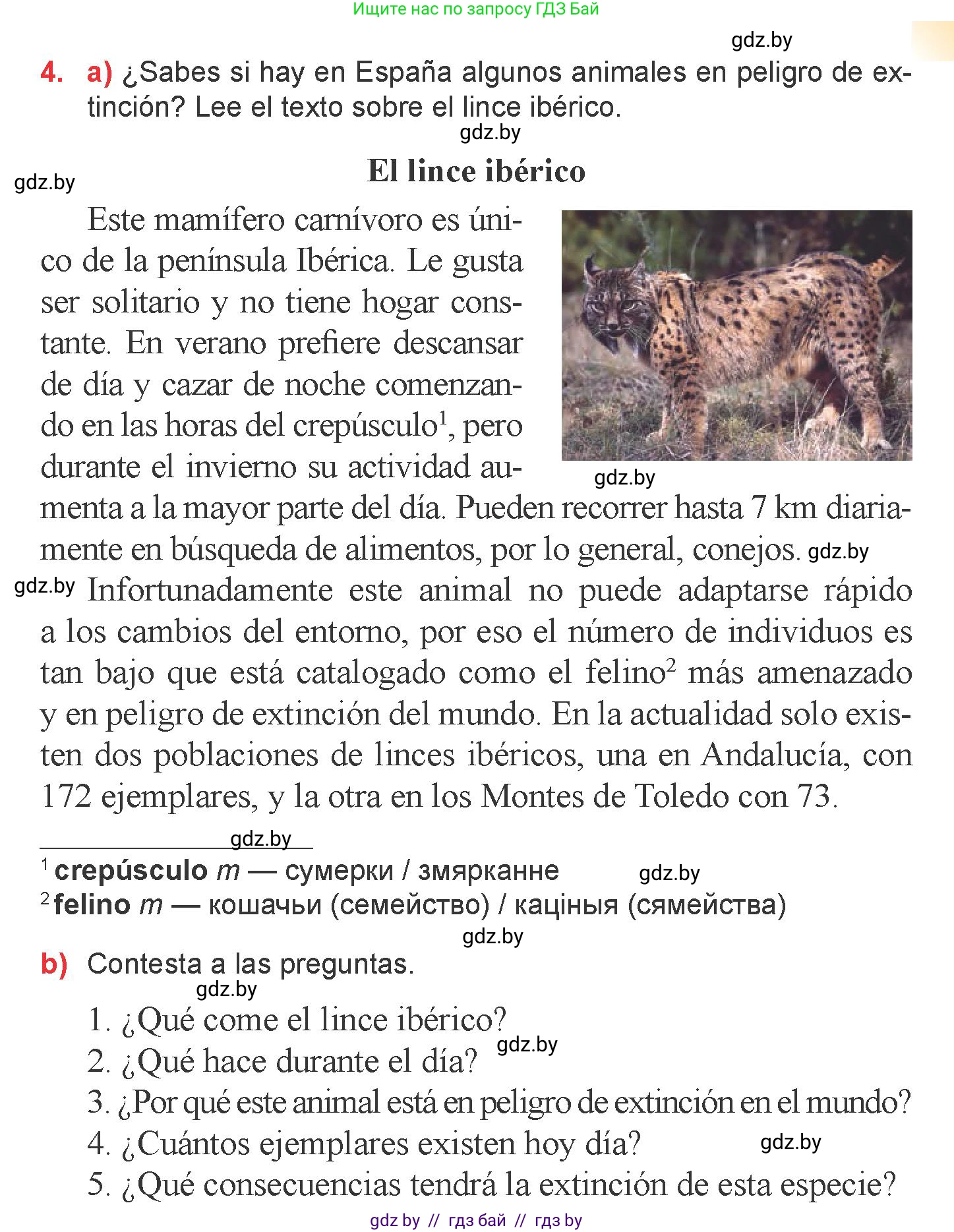 Испанский язык, 6 класс Учебник, авторы: Цыбулева Татьяна Эдуардовна, Пушкина Ольга Александровна, издательство Издательский центр БГУ, Минск, 2018, Часть 2, страница 127, номер 4, Условие