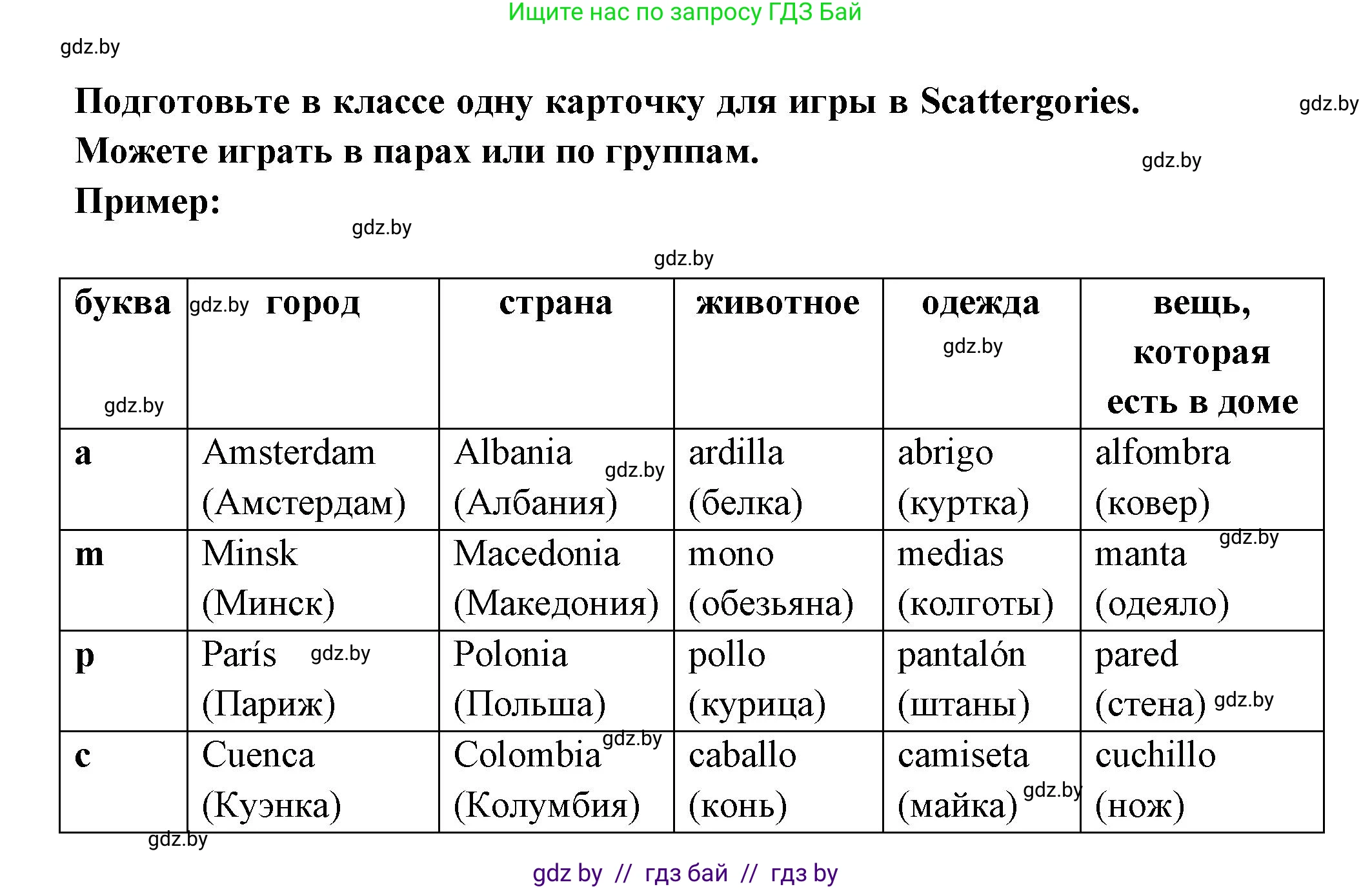 Испанский язык, 6 класс Учебник, авторы: Цыбулева Татьяна Эдуардовна, Пушкина Ольга Александровна, издательство Издательский центр БГУ, Минск, 2018, Часть 1, страница 66, номер 7, Решение (продолжение 2)