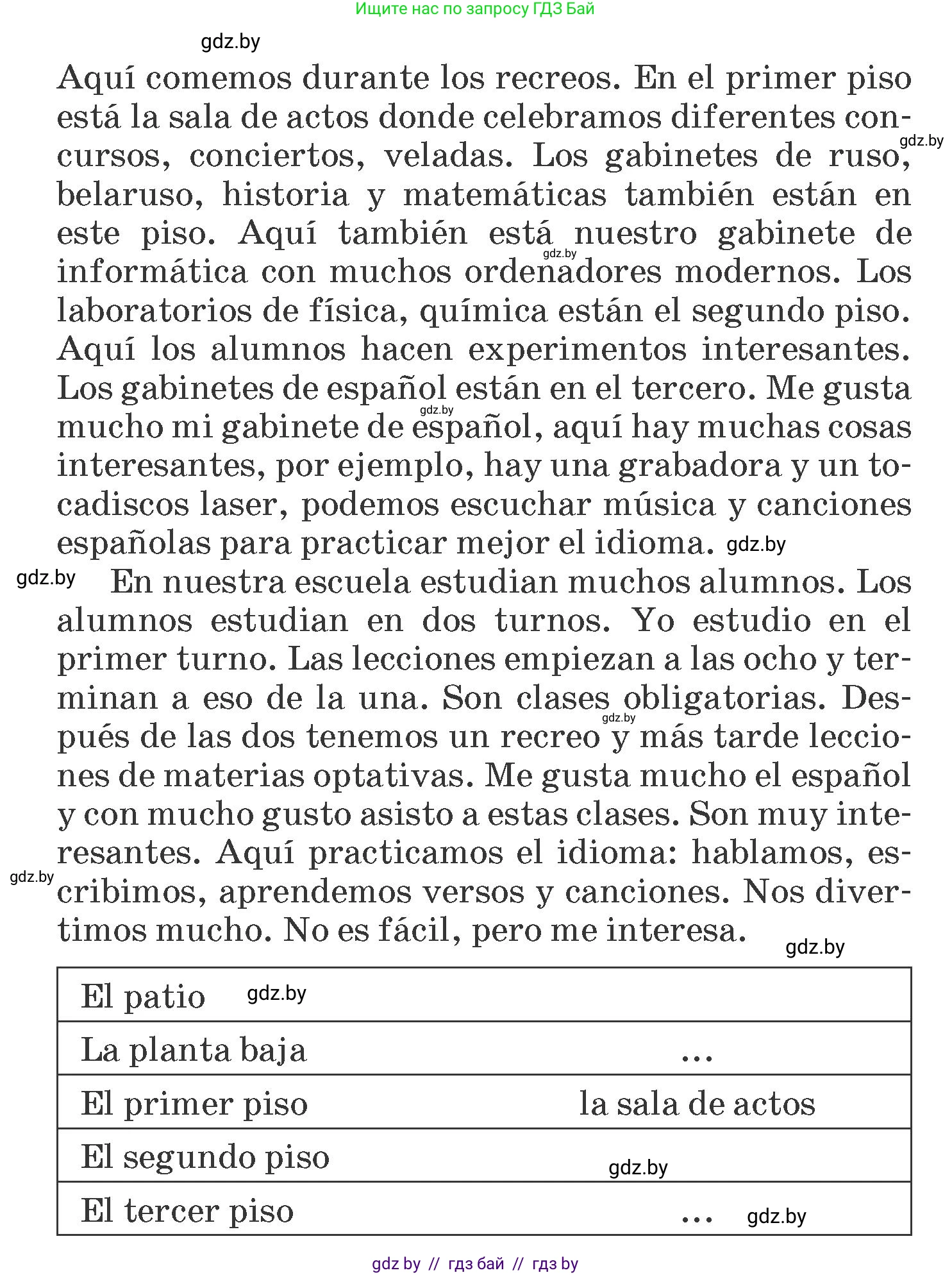 Испанский язык, 6 класс Учебник, автор: Гриневич Елена Карловна, издательство Вышэйшая школа, Минск, 2016, зелёного цвета, страница 43, номер 10, Условие (продолжение 2)