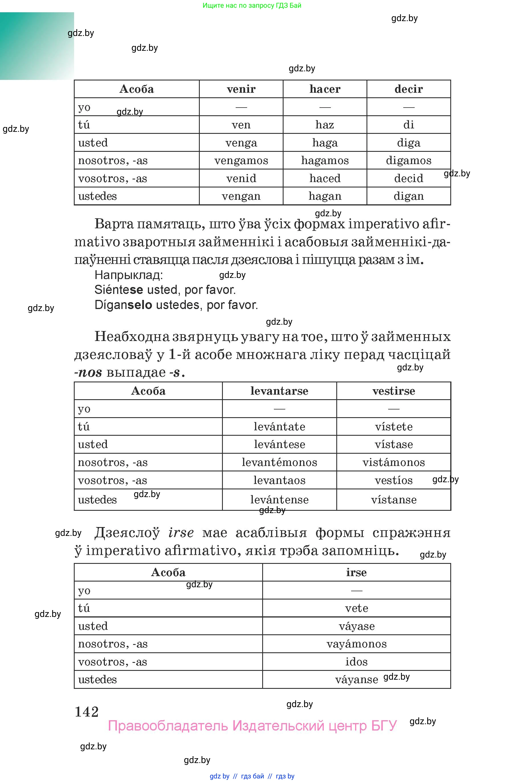 Испанский язык, 7 класс Учебник, авторы: Цыбулева Татьяна Эдуардовна, Пушкина Ольга Александровна, Карпиевич Галина Константиновна, издательство Издательский центр БГУ, Минск, 2019, бирюзового цвета, Часть 2, страница 142