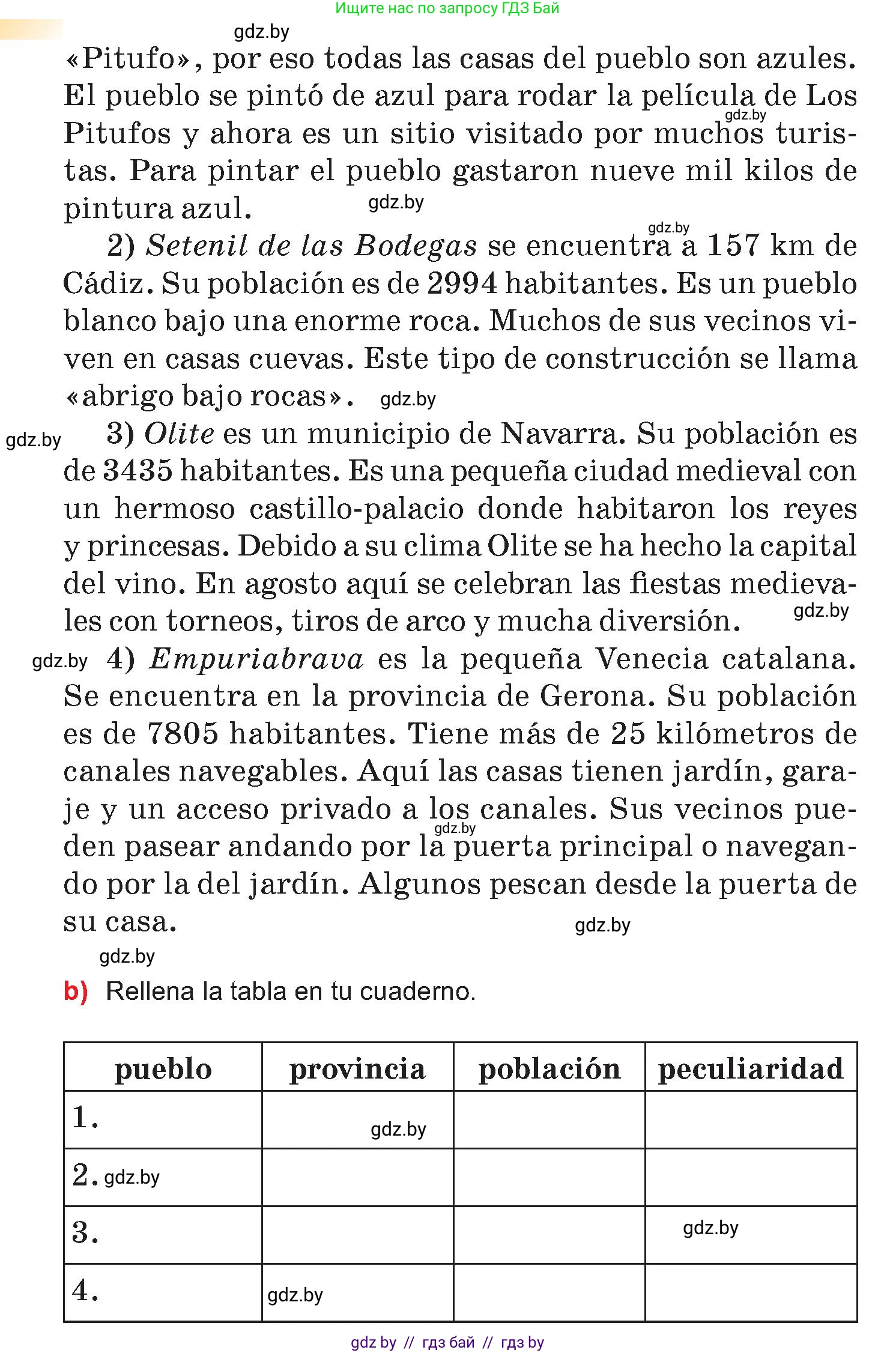 Испанский язык, 7 класс Учебник, авторы: Цыбулева Татьяна Эдуардовна, Пушкина Ольга Александровна, Карпиевич Галина Константиновна, издательство Издательский центр БГУ, Минск, 2019, бирюзового цвета, Часть 2, страница 125, номер 4, Условие (продолжение 2)