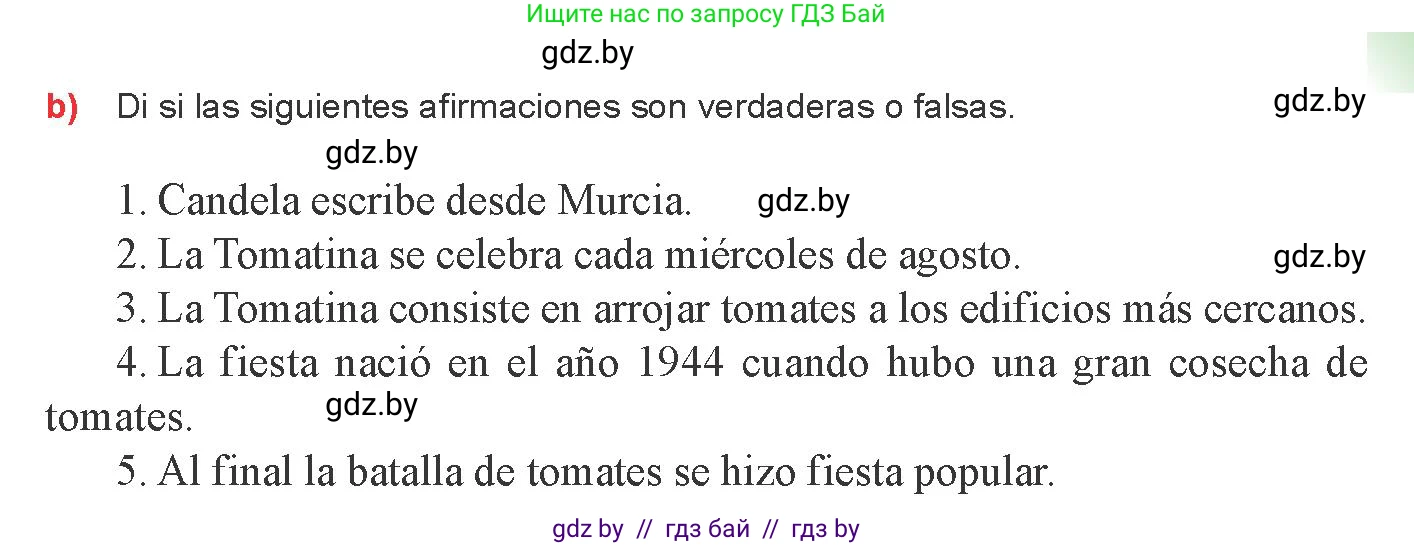 Испанский язык, 8 класс Учебник, авторы: Цыбулева Татьяна Эдуардовна, Пушкина Ольга Александровна, издательство Издательский центр БГУ, Минск, 2016, оранжевого цвета, страница 80, номер 5, Условие (продолжение 2)