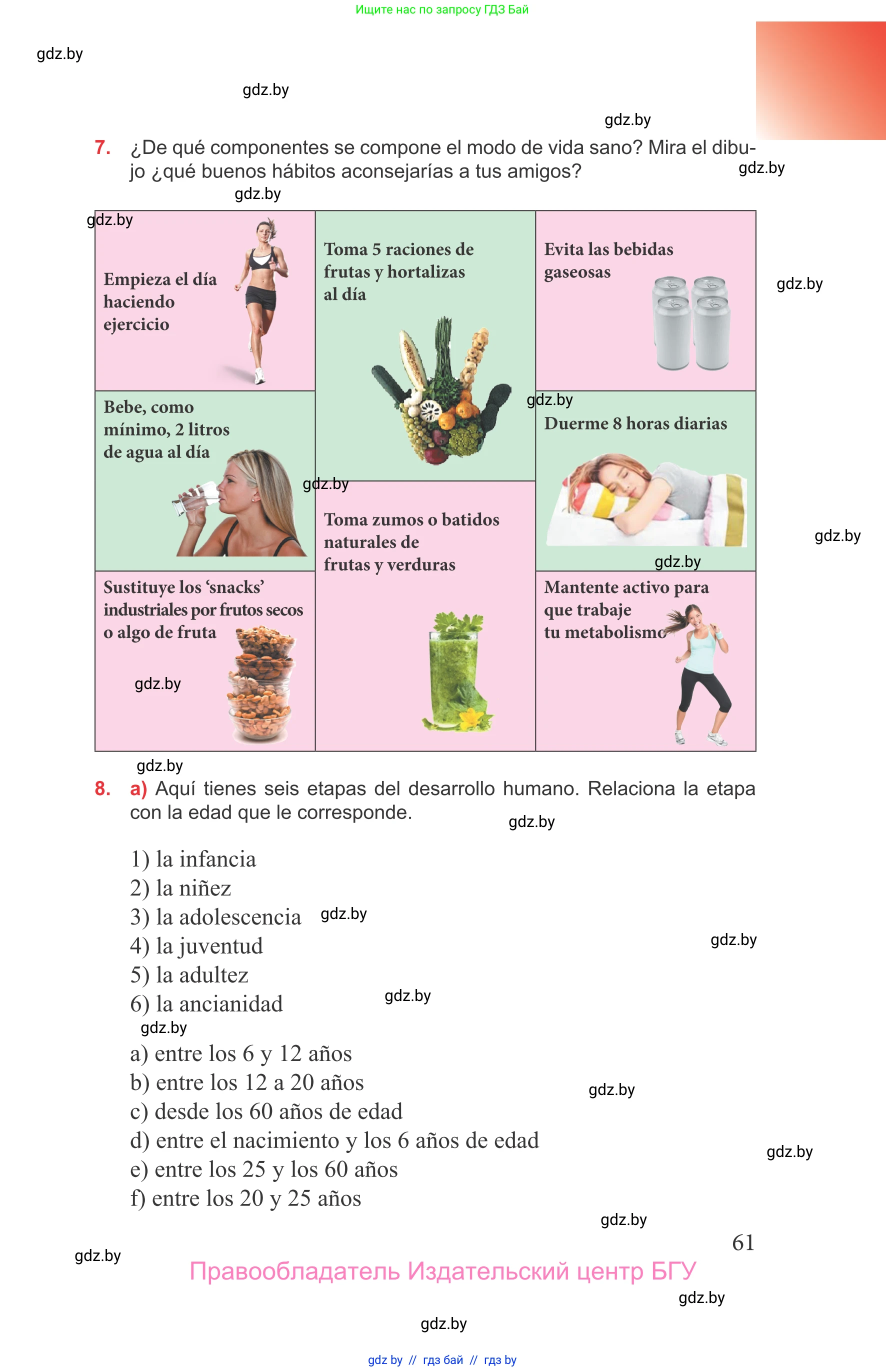 Испанский язык, 9 класс Учебник, авторы: Цыбулева Татьяна Эдуардовна, Пушкина Ольга Александровна, издательство Издательский центр БГУ, Минск, 2017, страница 61