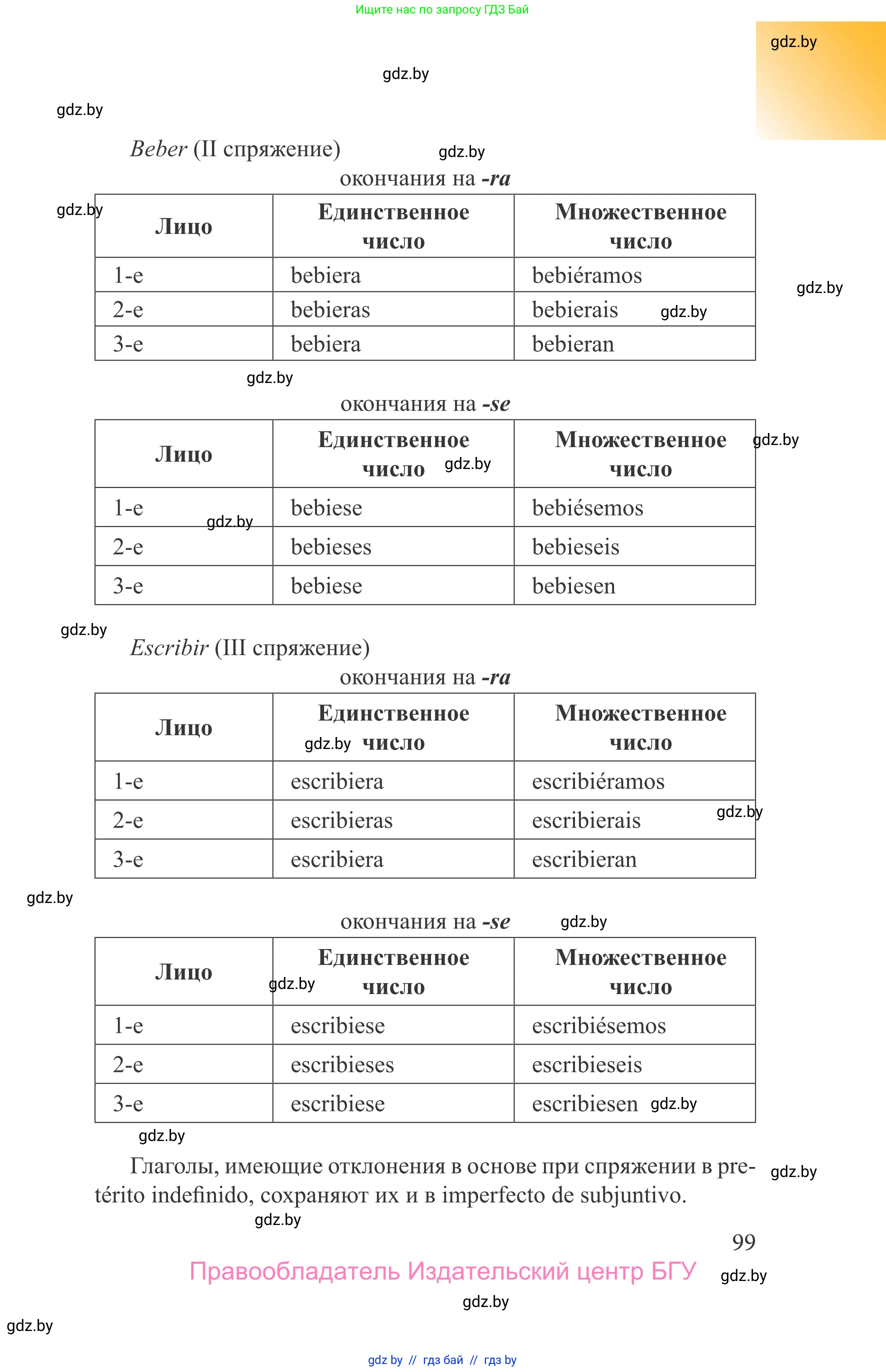 Испанский язык, 9 класс Учебник, авторы: Цыбулева Татьяна Эдуардовна, Пушкина Ольга Александровна, издательство Издательский центр БГУ, Минск, 2017, страница 99