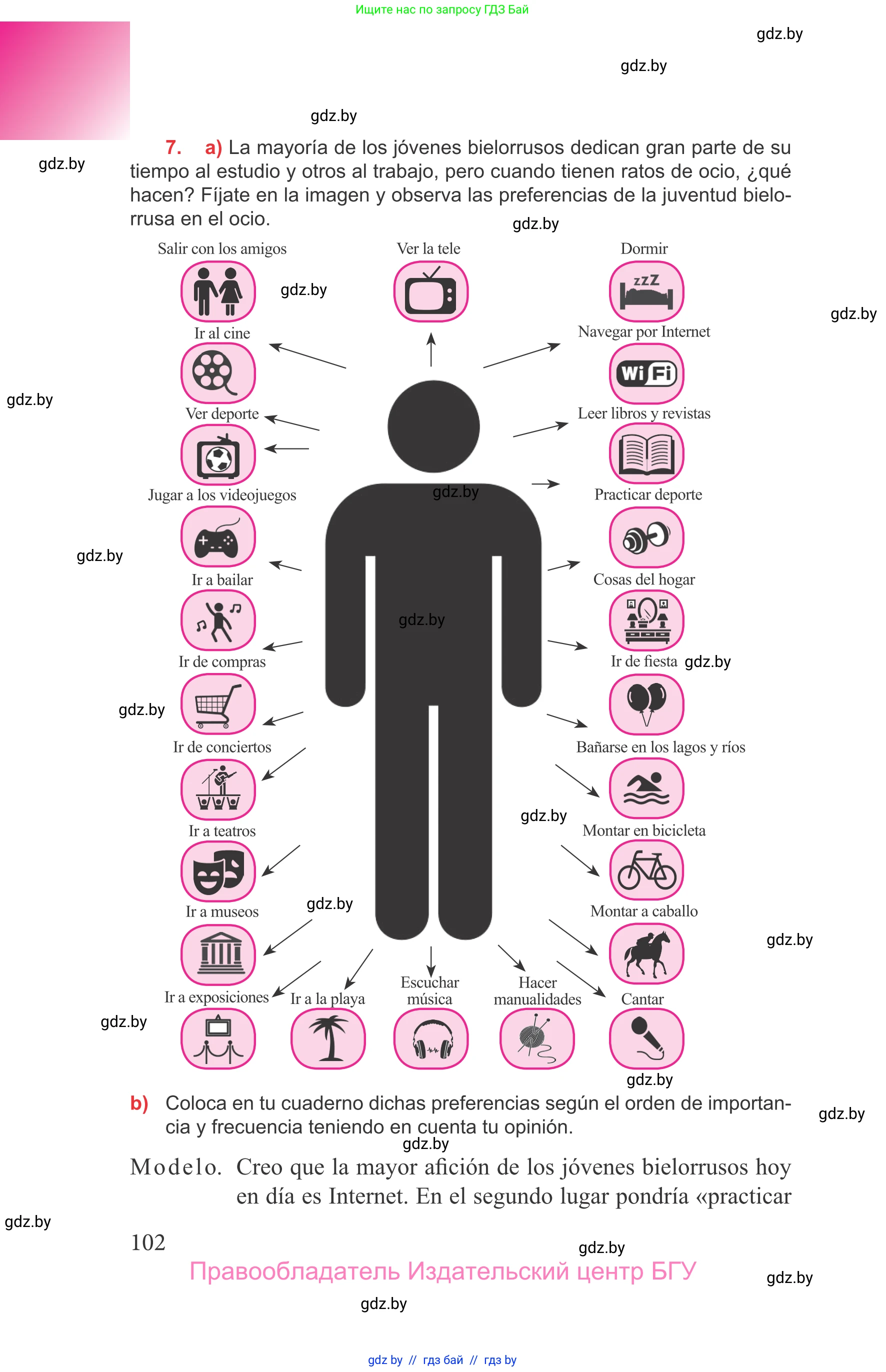 Испанский язык, 9 класс Учебник, авторы: Цыбулева Татьяна Эдуардовна, Пушкина Ольга Александровна, издательство Издательский центр БГУ, Минск, 2017, страница 102