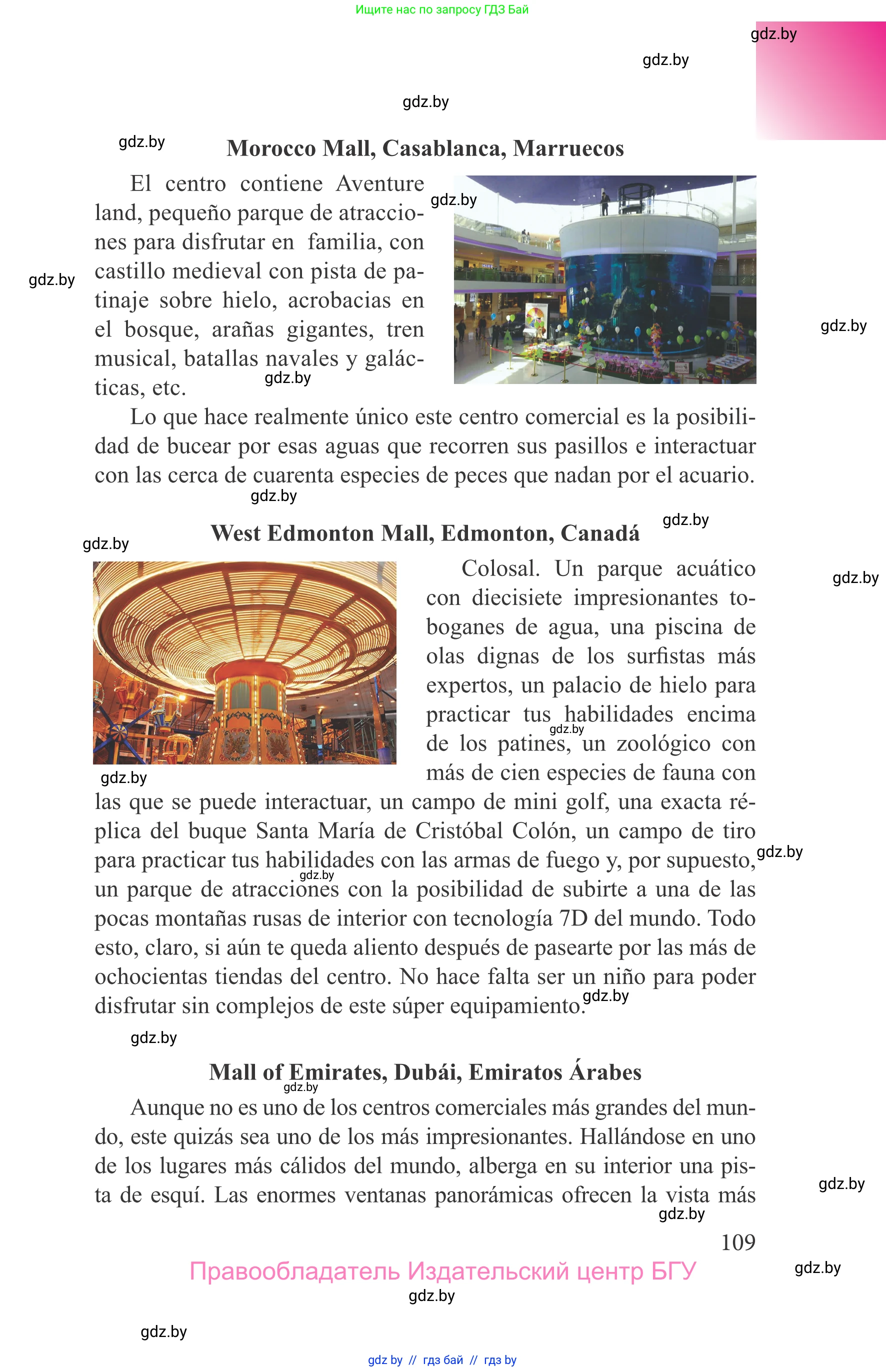 Испанский язык, 9 класс Учебник, авторы: Цыбулева Татьяна Эдуардовна, Пушкина Ольга Александровна, издательство Издательский центр БГУ, Минск, 2017, страница 109