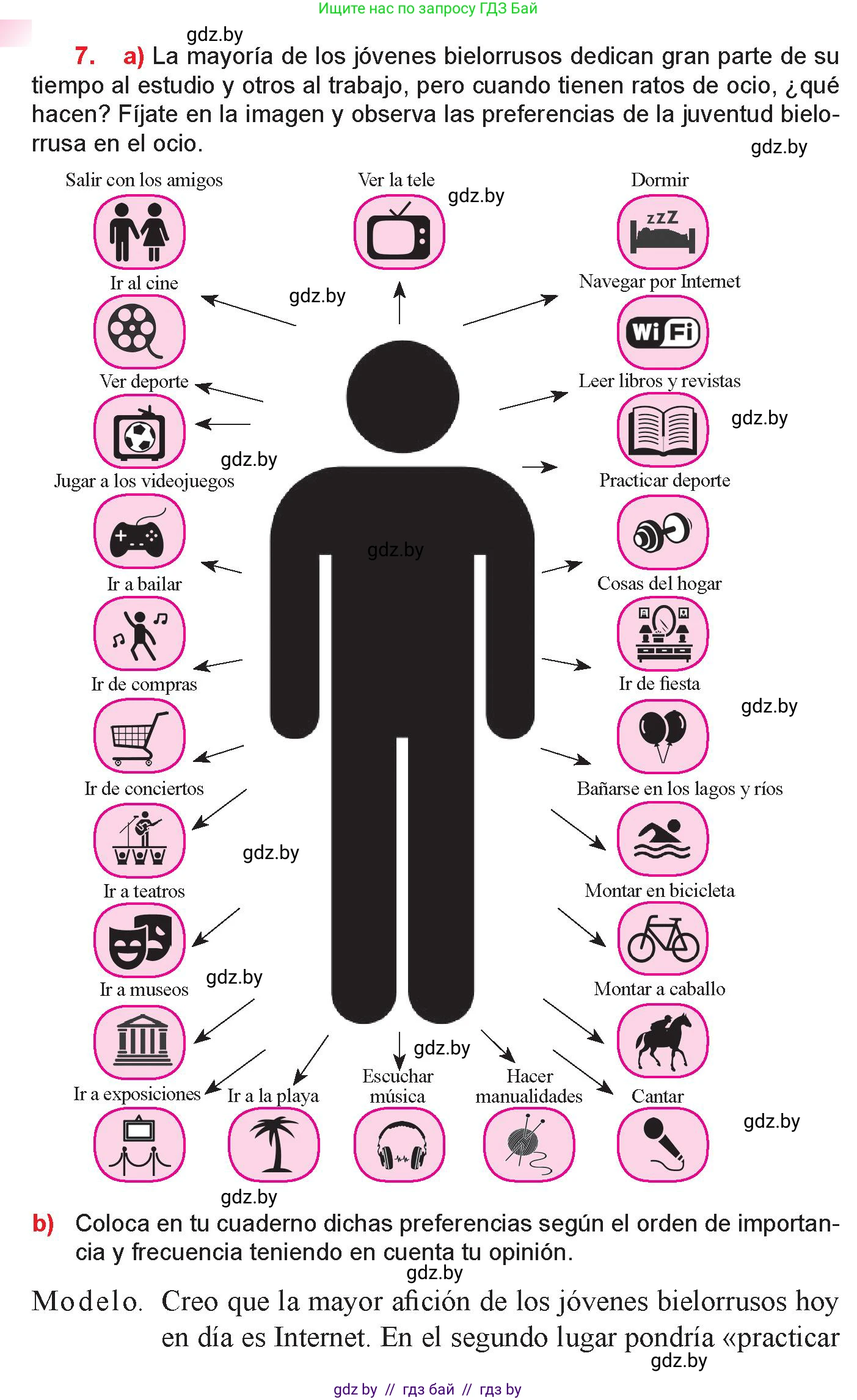 Испанский язык, 9 класс Учебник, авторы: Цыбулева Татьяна Эдуардовна, Пушкина Ольга Александровна, издательство Издательский центр БГУ, Минск, 2017, страница 102, номер 7, Условие
