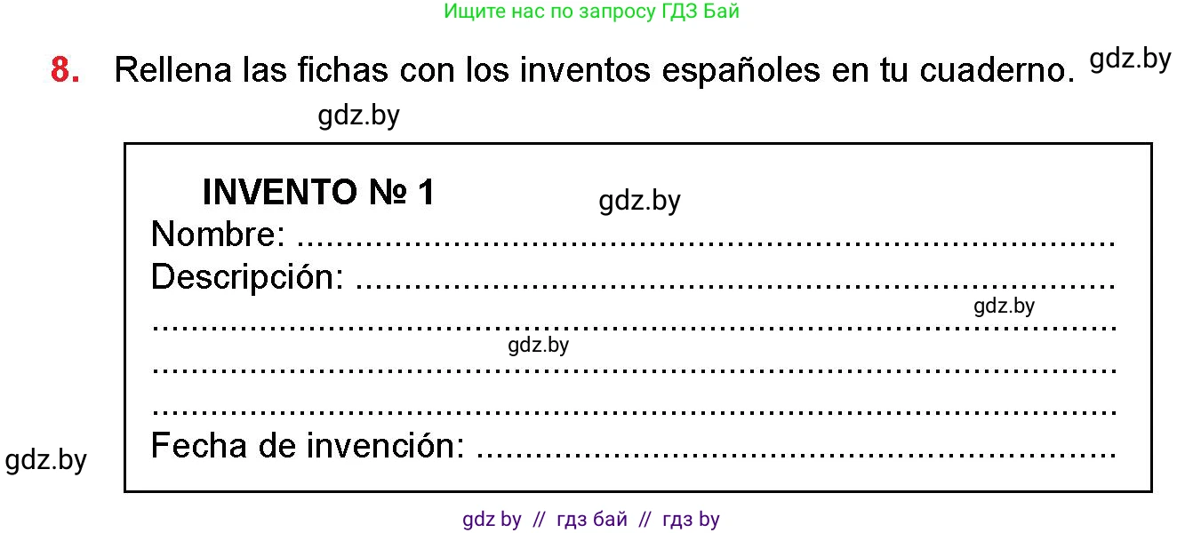 Испанский язык, 10 класс Учебник, авторы: Цыбулева Татьяна Эдуардовна, Пушкина Ольга Александровна, Карпиевич Галина Константиновна, издательство Издательский центр БГУ, Минск, 2019, оранжевого цвета, страница 46, номер 8, Условие